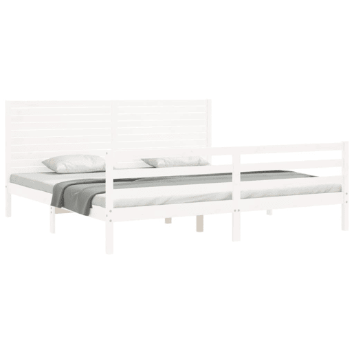 Estrutura de Cama de casal moderno com cabeceira 200x200cm madeira maciça branco Estrutura de Cama de casal moderno com cabeceira 200x200cm madeira maciça branco