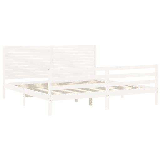 Estrutura de Cama de casal moderno com cabeceira 200x200cm madeira maciça branco Estrutura de Cama de casal moderno com cabeceira 200x200cm madeira maciça branco