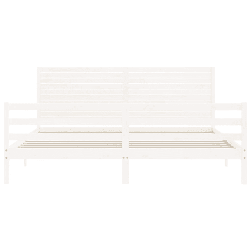 Estrutura de Cama de casal moderno com cabeceira 200x200cm madeira maciça branco Estrutura de Cama de casal moderno com cabeceira 200x200cm madeira maciça branco