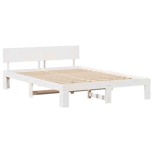Estrutura da Cama de casal simple com cabeceira Branco 150 x 200 cm Estrutura da Cama de casal simple com cabeceira Branco 150 x 200 cm