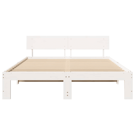 Estrutura da Cama de casal simple com cabeceira Branco 150 x 200 cm Estrutura da Cama de casal simple com cabeceira Branco 150 x 200 cm