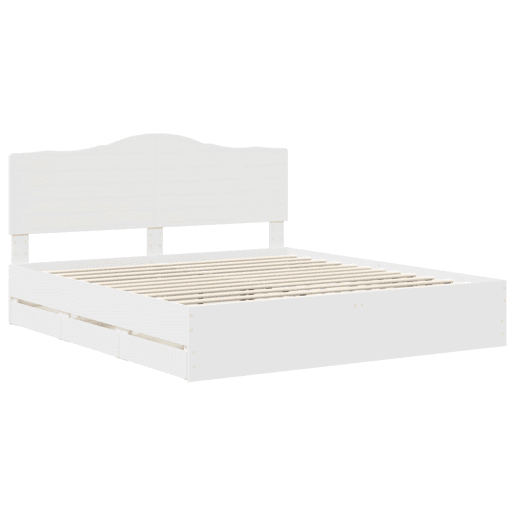 Estrutura De Cama De Casal Moderno - Branco 180 x 200 cm Madeira de Engenharia Estrutura De Cama De Casal Moderno - Branco 180 x 200 cm Madeira de Engenharia