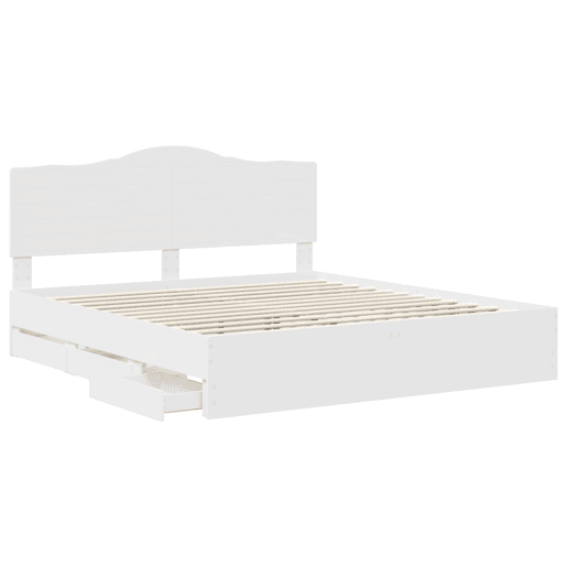 Estrutura De Cama De Casal Moderno - Branco 180 x 200 cm Madeira de Engenharia Estrutura De Cama De Casal Moderno - Branco 180 x 200 cm Madeira de Engenharia