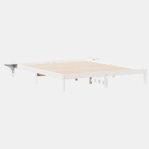 Estrutura de Cama de casal moderno com Mesas Laterais Branco 200 x 210 cm