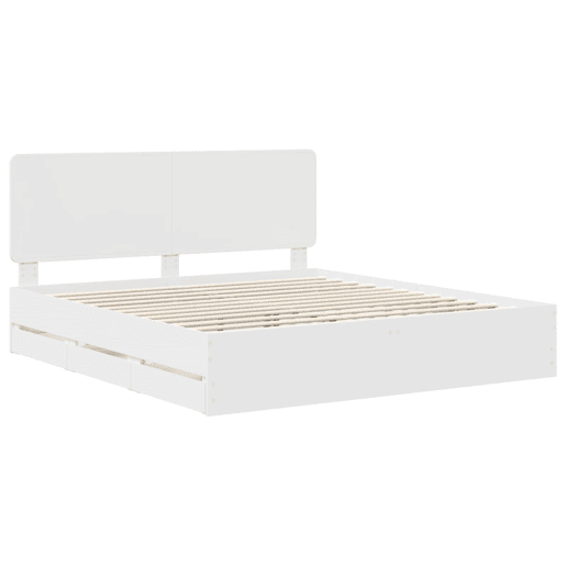 Estrutura De Cama De Casal Moderno - Branco 180 x 200 cm Madeira de Engenharia Estrutura De Cama De Casal Moderno - Branco 180 x 200 cm Madeira de Engenharia