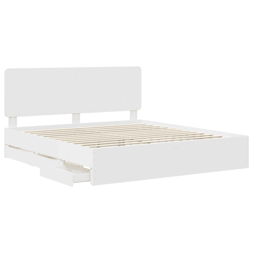Estrutura De Cama De Casal Moderno - Branco 180 x 200 cm Madeira de Engenharia Estrutura De Cama De Casal Moderno - Branco 180 x 200 cm Madeira de Engenharia