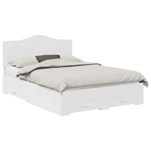 Estrutura De Cama De Casal Moderno - Branco 160 x 200 cm Madeira processada Estrutura De Cama De Casal Moderno - Branco 160 x 200 cm Madeira processada