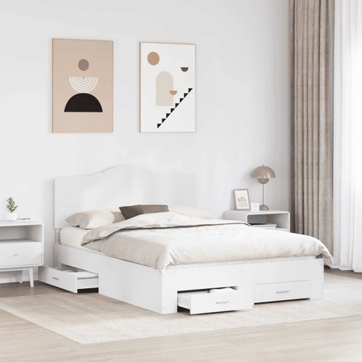 Estrutura De Cama De Casal Moderno - Branco 160 x 200 cm Madeira processada Estrutura De Cama De Casal Moderno - Branco 160 x 200 cm Madeira processada