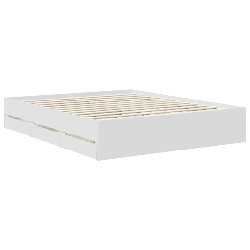 Estrutura De Cama De Casal Moderno - Branco 160 x 200 cm Madeira de Engenharia