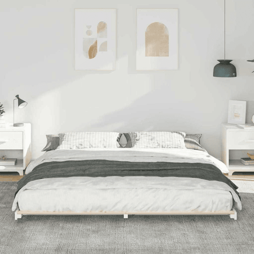 Estrutura de Cama de casal simple de chão Branco 180 x 210 cm Estrutura de Cama de casal simple de chão Branco 180 x 210 cm