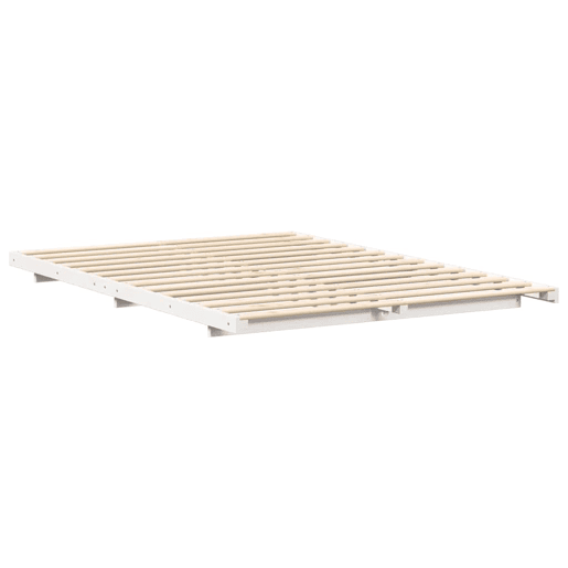 Estrutura de Cama de casal simple de chão simples e minimalista - Branco 160 x 220 cm Estrutura de Cama de casal simple de chão simples e minimalista - Branco 160 x 220 cm