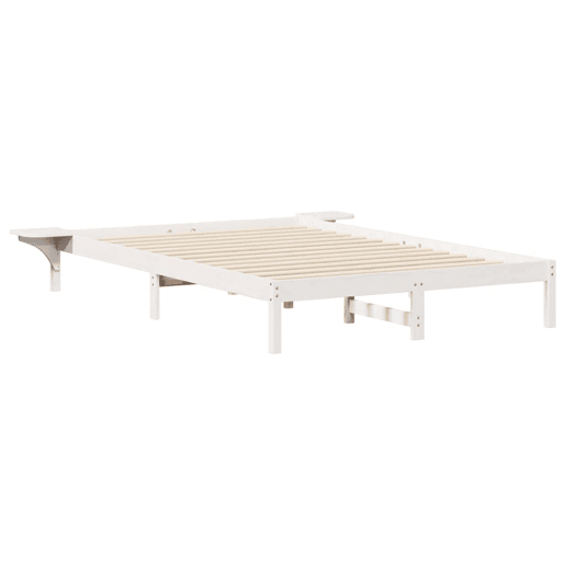 Estrutura de Cama de casal moderno com Mesas Laterais Branco 160 x 210 cm