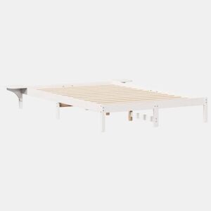 Estrutura de Cama de casal moderno com Mesas Laterais Branco 160 x 210 cm