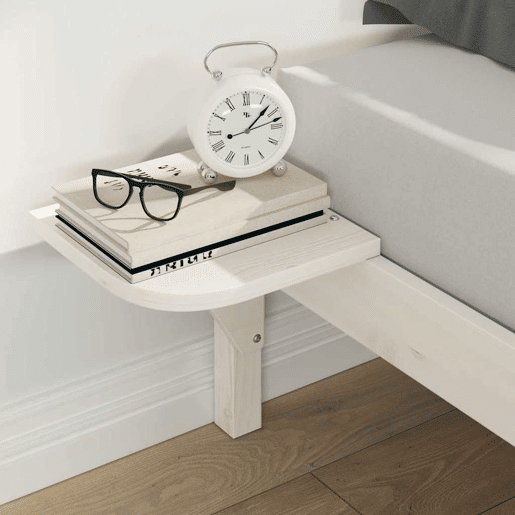 Estrutura de Cama de casal moderno com Mesas Laterais Branco 160 x 210 cm