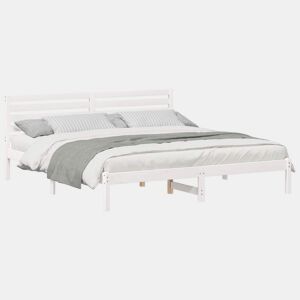Estrutura de cama de casal com cabeceira king size - Branco 200 x 200 cm