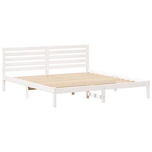 Estrutura de cama de casal com cabeceira king size - Branco 200 x 200 cm Estrutura de cama de casal com cabeceira king size - Branco 200 x 200 cm