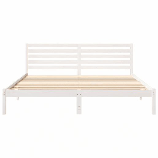 Estrutura de cama de casal com cabeceira king size - Branco 200 x 200 cm Estrutura de cama de casal com cabeceira king size - Branco 200 x 200 cm