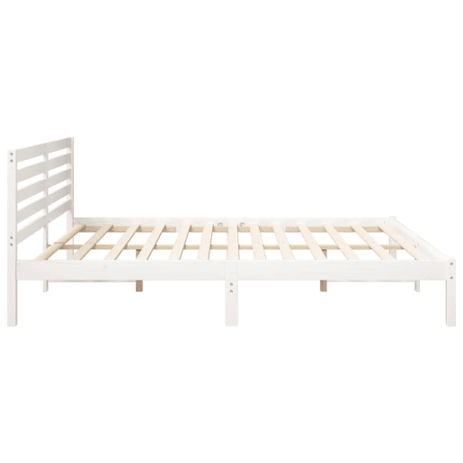 Estrutura de cama de casal com cabeceira king size - Branco 200 x 200 cm Estrutura de cama de casal com cabeceira king size - Branco 200 x 200 cm