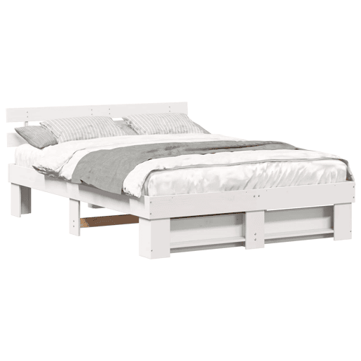 Estrutura da Cama de casal simple com cabeceira Branco 150 x 200 cm