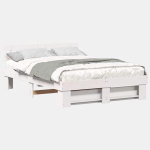 Estrutura da Cama de casal simple com cabeceira Branco 150 x 200 cm