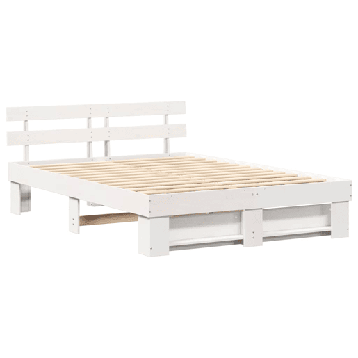 Estrutura da Cama de casal simple com cabeceira Branco 150 x 200 cm