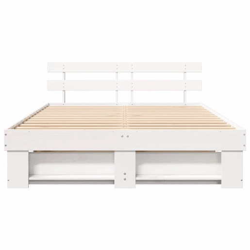 Estrutura da Cama de casal simple com cabeceira Branco 150 x 200 cm