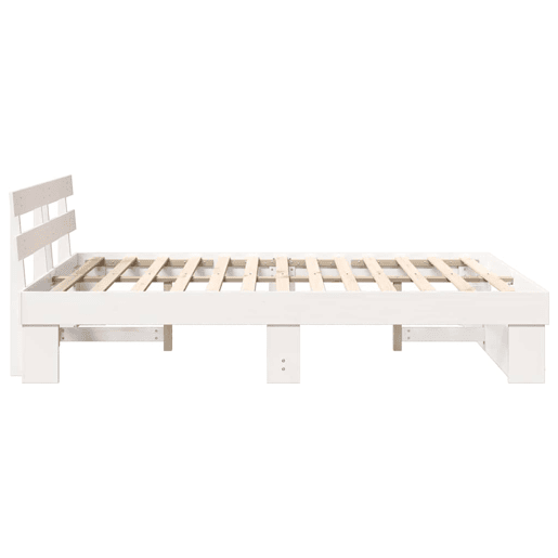Estrutura da Cama de casal simple com cabeceira Branco 150 x 200 cm