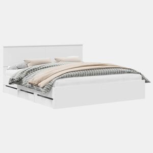 Estrutura De Cama De Casal Moderno - Branco 180 x 200 cm Madeira de Engenharia