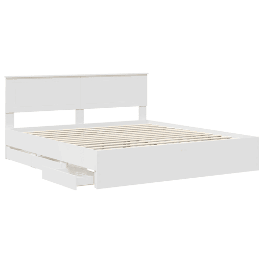 Estrutura De Cama De Casal Moderno - Branco 180 x 200 cm Madeira de Engenharia Estrutura De Cama De Casal Moderno - Branco 180 x 200 cm Madeira de Engenharia