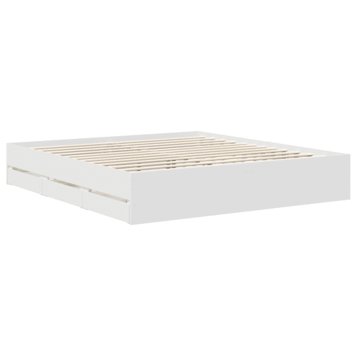 Estrutura De Cama De Casal Moderno - Branco 180 x 200 cm Madeira de Engenharia Estrutura De Cama De Casal Moderno - Branco 180 x 200 cm Madeira de Engenharia