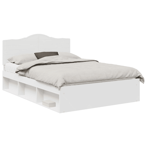 Estrutura da Cama de casal simple com cabeceira Branco 160 x 200 cm Estrutura da Cama de casal simple com cabeceira Branco 160 x 200 cm