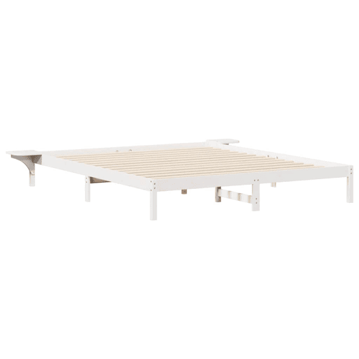 Estrutura de Cama de casal moderno com Mesas Laterais Branco 200 x 220 cm Estrutura de Cama de casal moderno com Mesas Laterais Branco 200 x 220 cm
