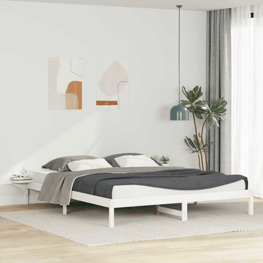 Estrutura de Cama de casal moderno com Mesas Laterais Branco 200 x 220 cm Estrutura de Cama de casal moderno com Mesas Laterais Branco 200 x 220 cm