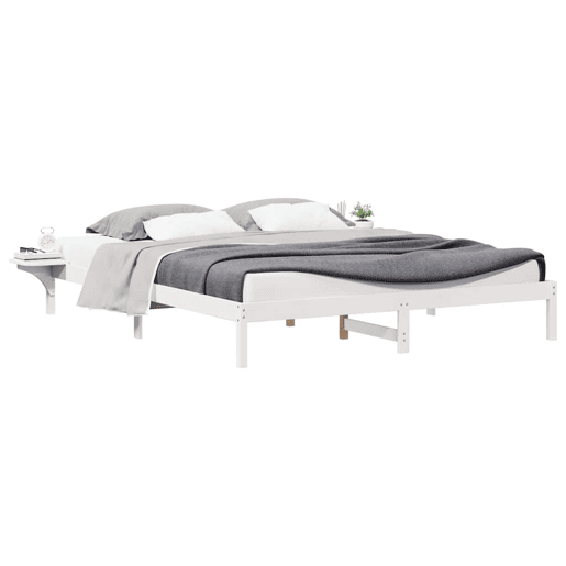 Estrutura de Cama de casal moderno com Mesas Laterais Branco 200 x 220 cm Estrutura de Cama de casal moderno com Mesas Laterais Branco 200 x 220 cm