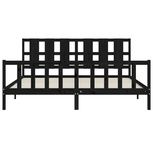 Estrutura de Cama de casal moderno com cabeceira 200x200 cm madeira maciça preto