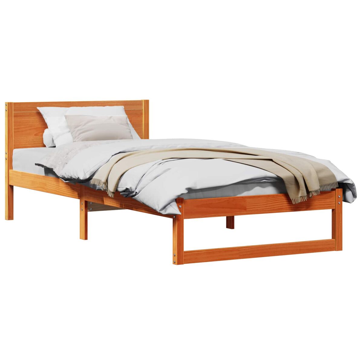 Estructura de cama individual para adultos con cabecera - marrón cera 100 x 200 cm