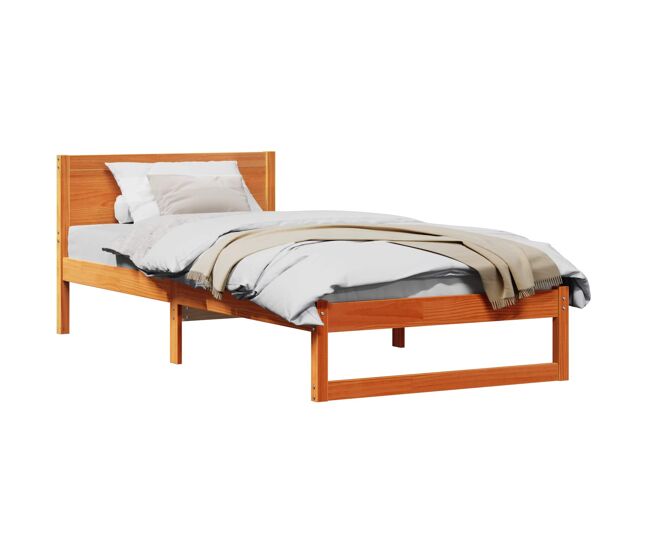 Estructura de cama individual para adultos con cabecera - marrón cera 100 x 200 cm