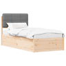 Estrutura de cama de solteiro simple com Cabeceira Estofada Cinzento-claro