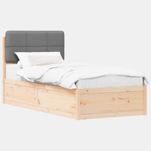 Estrutura de cama de solteiro simple com Cabeceira Estofada Cinzento-claro