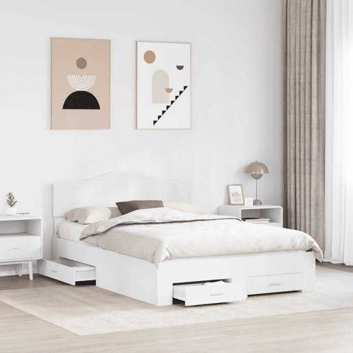 Estrutura De Cama De Casal Moderno - Branco 160 x 200 cm Madeira processada