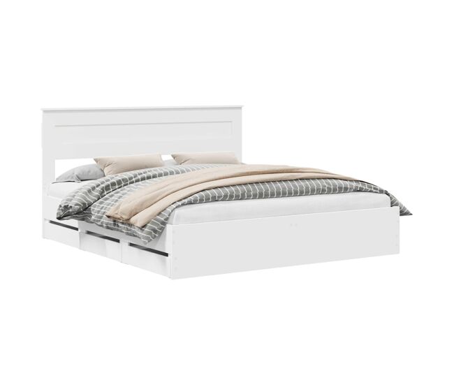 Estructura de cama doble matrimonial con cajón 180 x 200 cm madera ingenieril