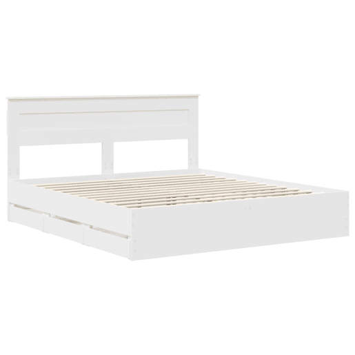 Estrutura De Cama De Casal Moderno - Branco 180 x 200 cm Madeira de Engenharia Estrutura De Cama De Casal Moderno - Branco 180 x 200 cm Madeira de Engenharia