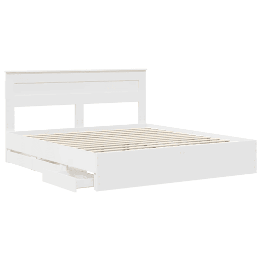 Estrutura De Cama De Casal Moderno - Branco 180 x 200 cm Madeira de Engenharia Estrutura De Cama De Casal Moderno - Branco 180 x 200 cm Madeira de Engenharia