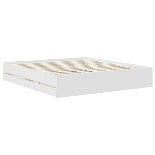 Estrutura De Cama De Casal Moderno - Branco 180 x 200 cm Madeira de Engenharia Estrutura De Cama De Casal Moderno - Branco 180 x 200 cm Madeira de Engenharia