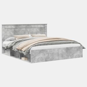 Estrutura de Cama de casal para adultos com cabeceira Concreto 180 x 200 cm
