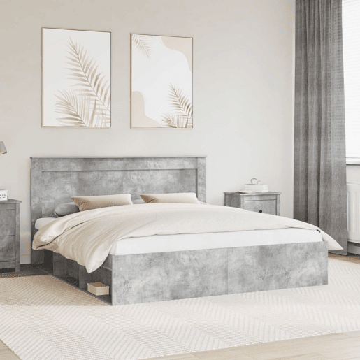 Estrutura de Cama de casal para adultos com cabeceira Concreto 180 x 200 cm