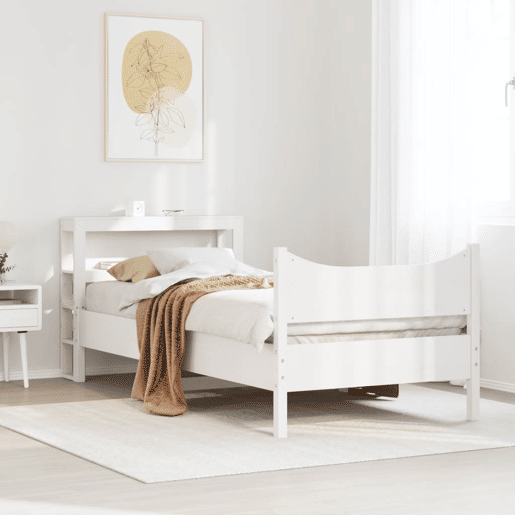 Estrutura de cama de solteiro para adultos c cabeceira 75x190 cm pinho maciço Estrutura de cama de solteiro para adultos c cabeceira 75x190 cm pinho maciço