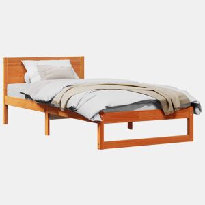 Estrutura de cama de solteiro moderno com cabeceira - Marrom Cera 90 x 200 cm