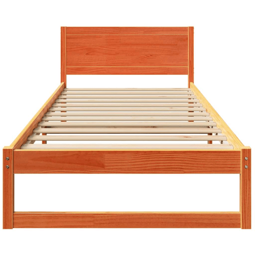 Estrutura de cama de solteiro moderno com cabeceira - Marrom Cera 90 x 200 cm Estrutura de cama de solteiro moderno com cabeceira - Marrom Cera 90 x 200 cm