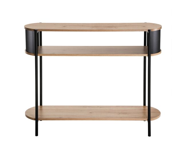 Consola de 3 niveles con laterales de metal negro l100 cm - eklo